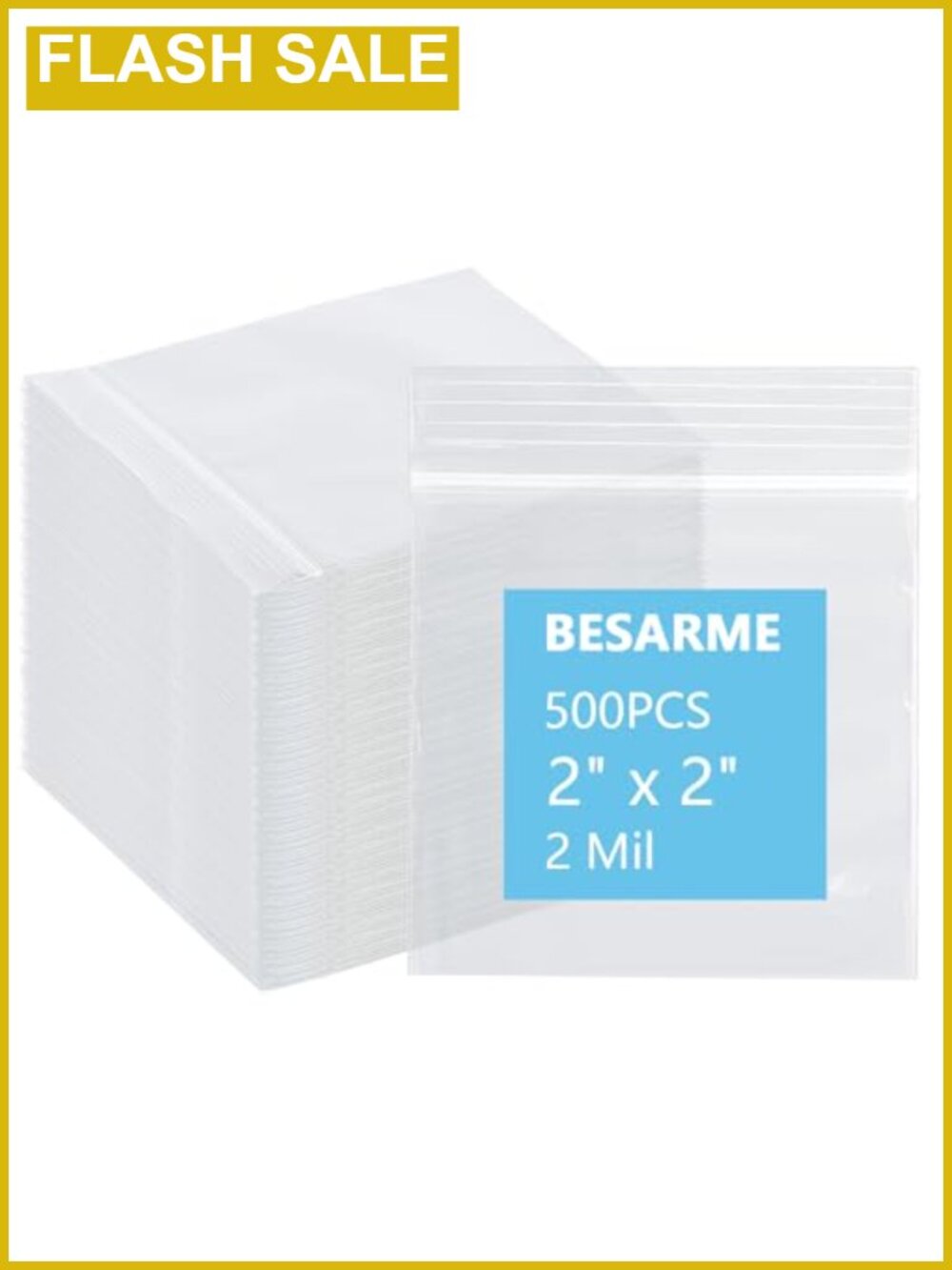 500 Pcs 2x2 Inch Clear Resealable Mini Zip Bags